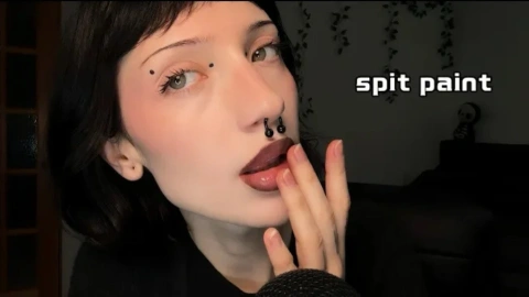 ASMR Spit Painting - Wet Sounds & Close Up Girl