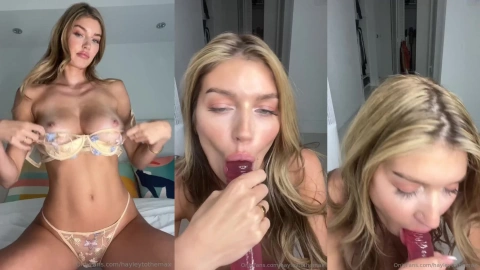 Hayley Maxfield Striptease with Dildo Oral
