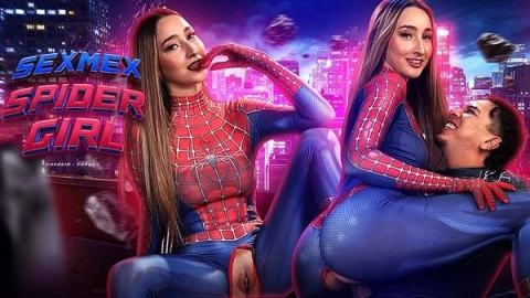 Spidergirl teasing web-themed fun